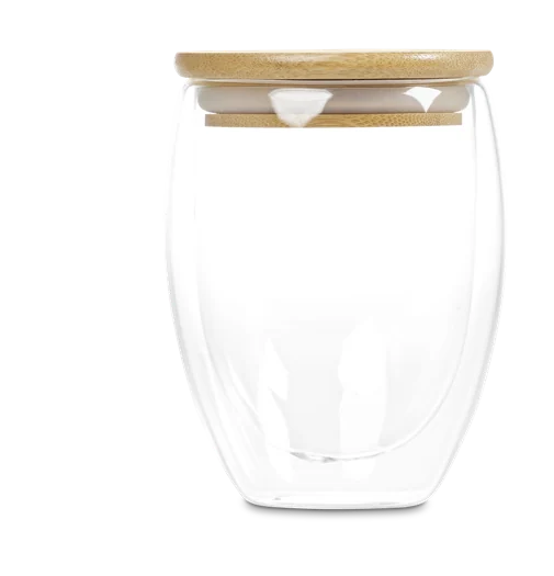 MOCO GLASS & BAMBOO MOCO DUO SET COPO COM PAREDE DUPLA - 350ML