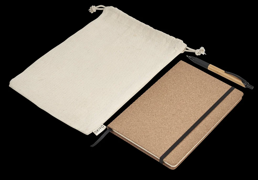 NOTO — Conjunto caderno e caneta em cortiça e bambu